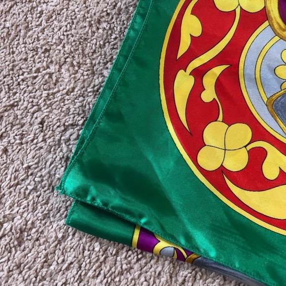 Vintage Berkshire Oversized Scarf Satin Like green gold - Picture 5 of 12